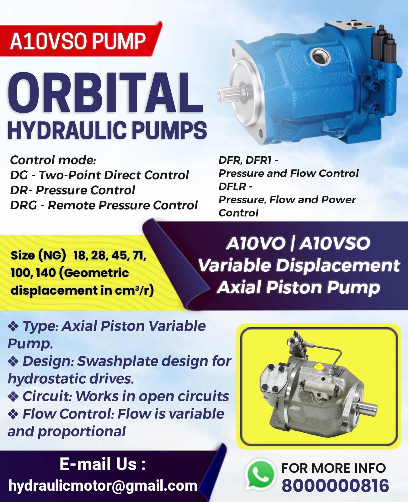 A10VSO100DFR/31R-R Hydraulic Variable Displacement Axial Piston Pump